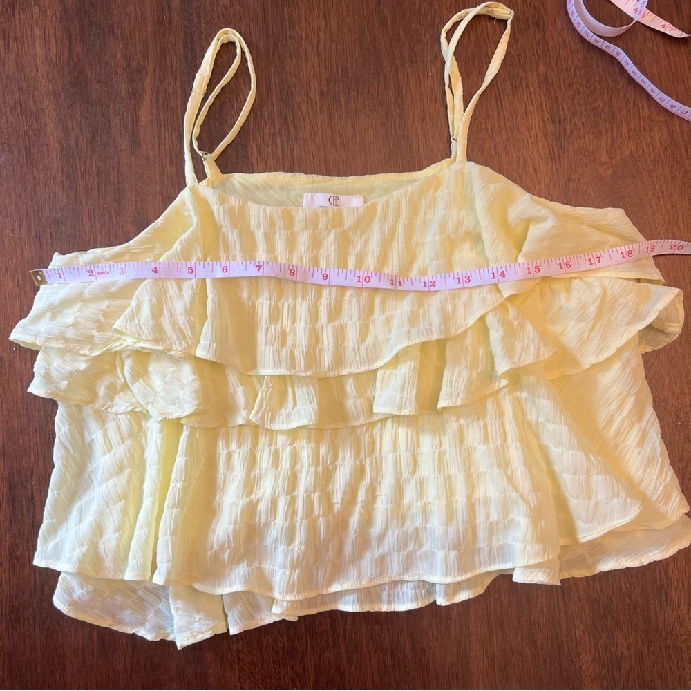 Yellow Ruffle Tiered Cropped Tank - Picture 2 of 5